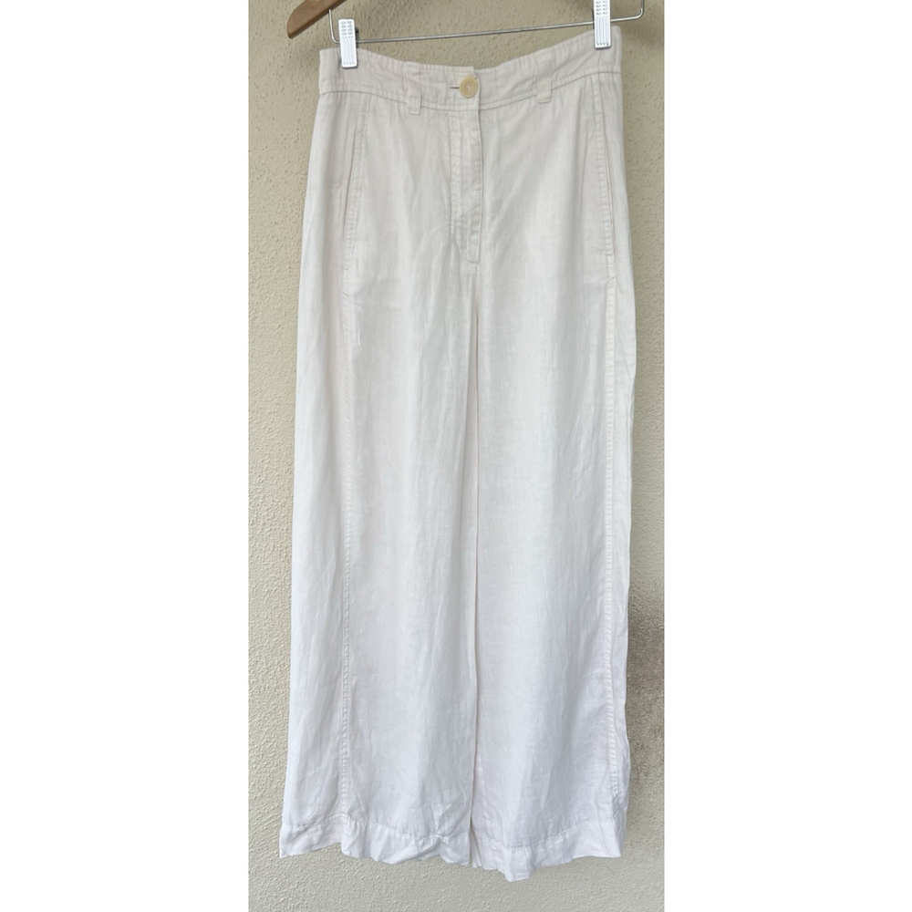 COS White Linen Wide Leg Pants Size 2 Minimalist Coastal Resort Lightweight